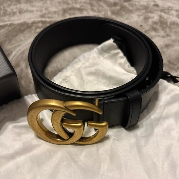 Authentic Gucci belt 1.5” Gucci Textured Leather 1.5in Width Black Belts – Chic  main image 3